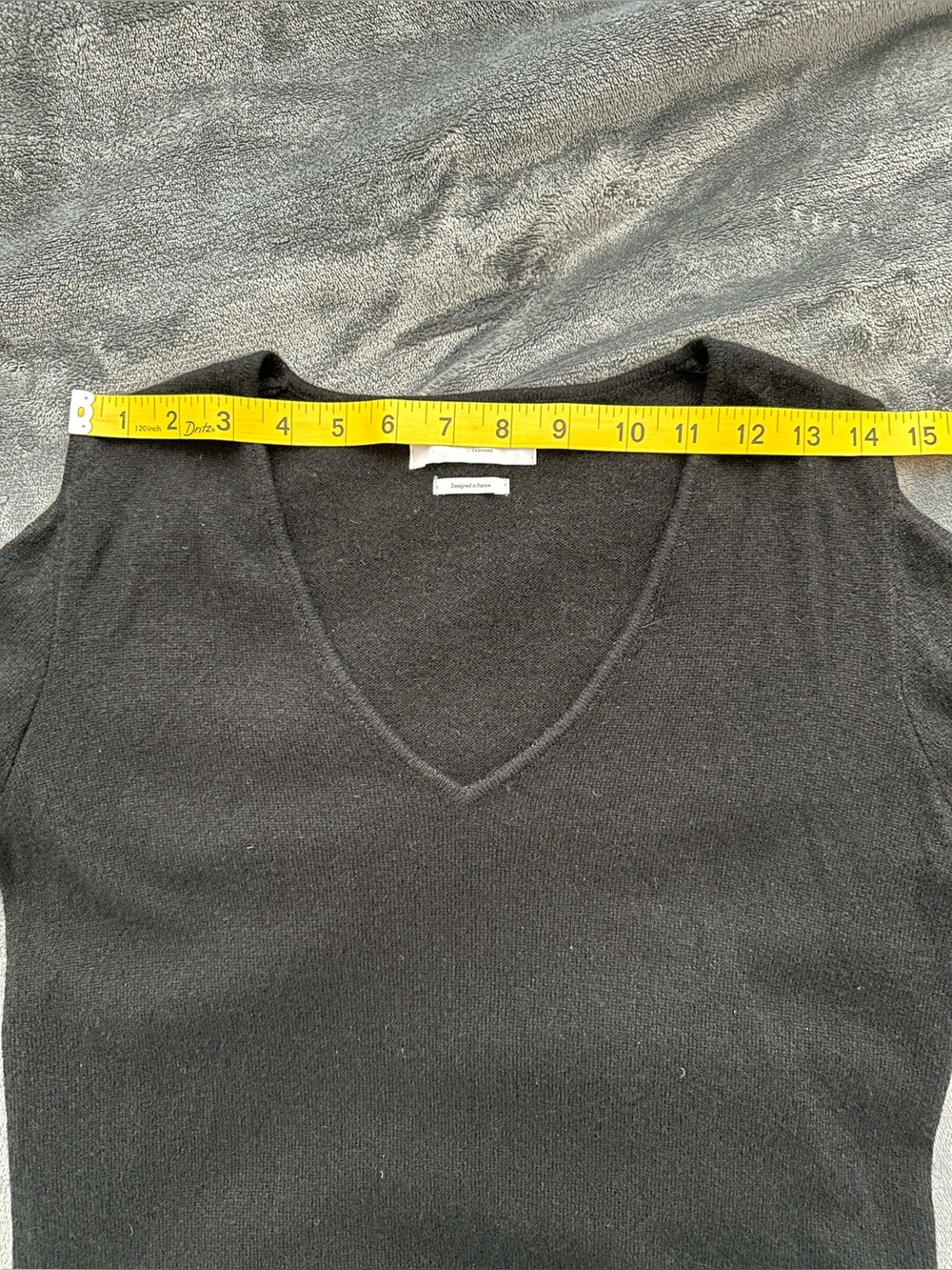 NOTSHY 100% Cashmere Black Cold Shoulder V-Neck Sweater Women’s M - Picture 10 of 14